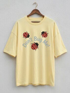 Gildan Yellow Tee with Red Ladybug Graphic